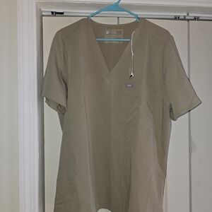 FIGS Men's Tan V-Neck Shirt